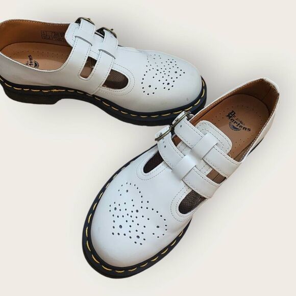 Doc Martens White Leather Mary Janes SZ 8 - Picture 5 of 7